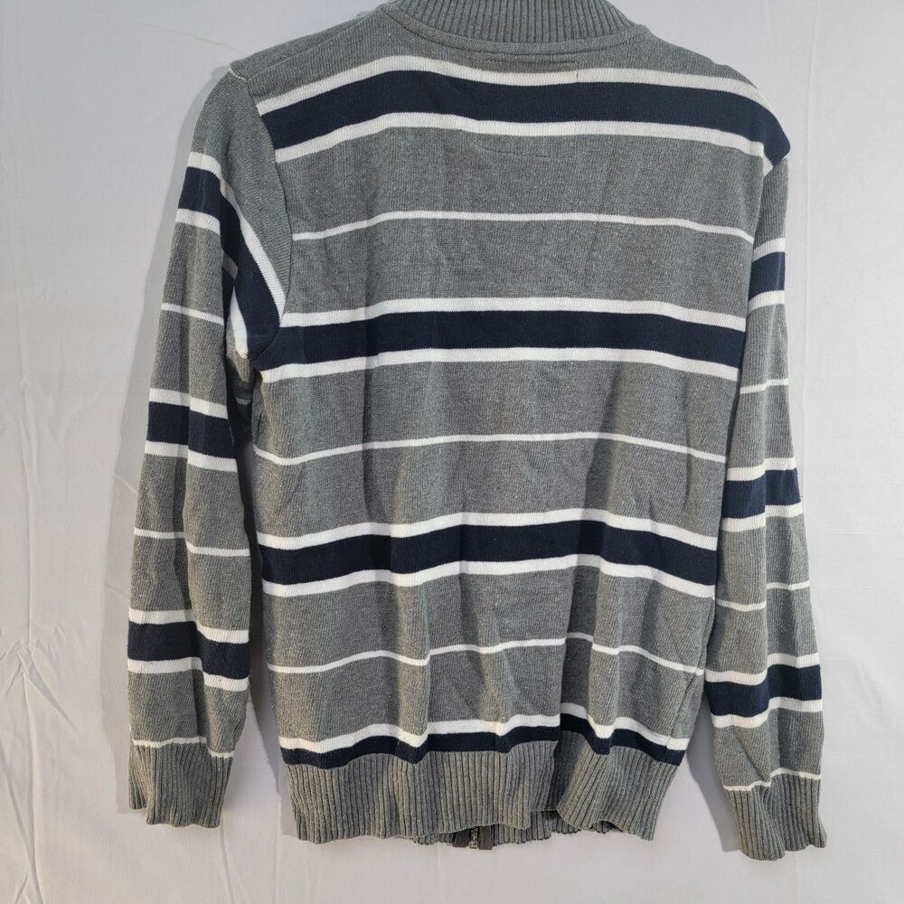 Basic Elements Gray Striped Full Zip Sweater Cott… - image 3